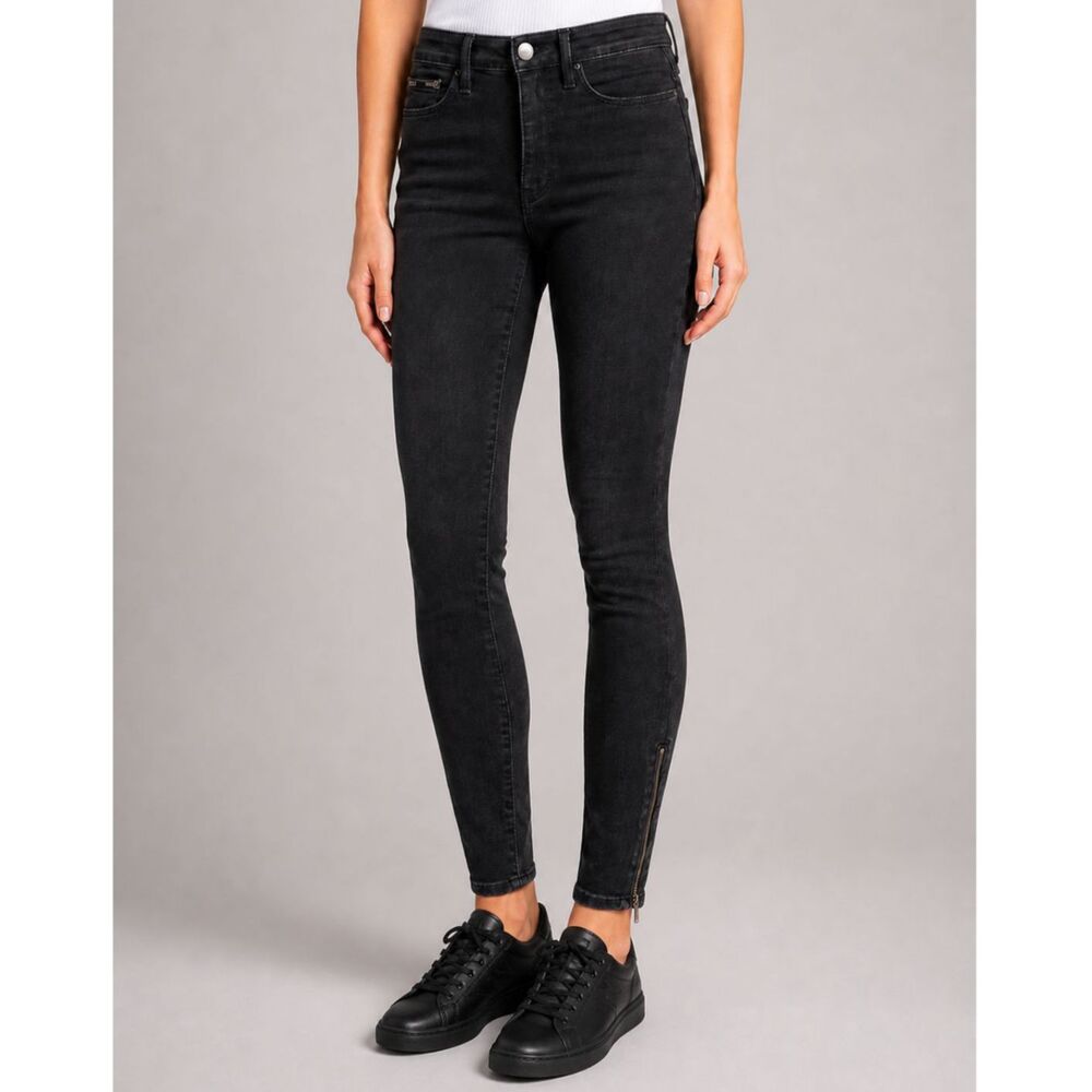 Athleta Sculptek Ultra Skinny Moto Zip Hem Jeans Black 6